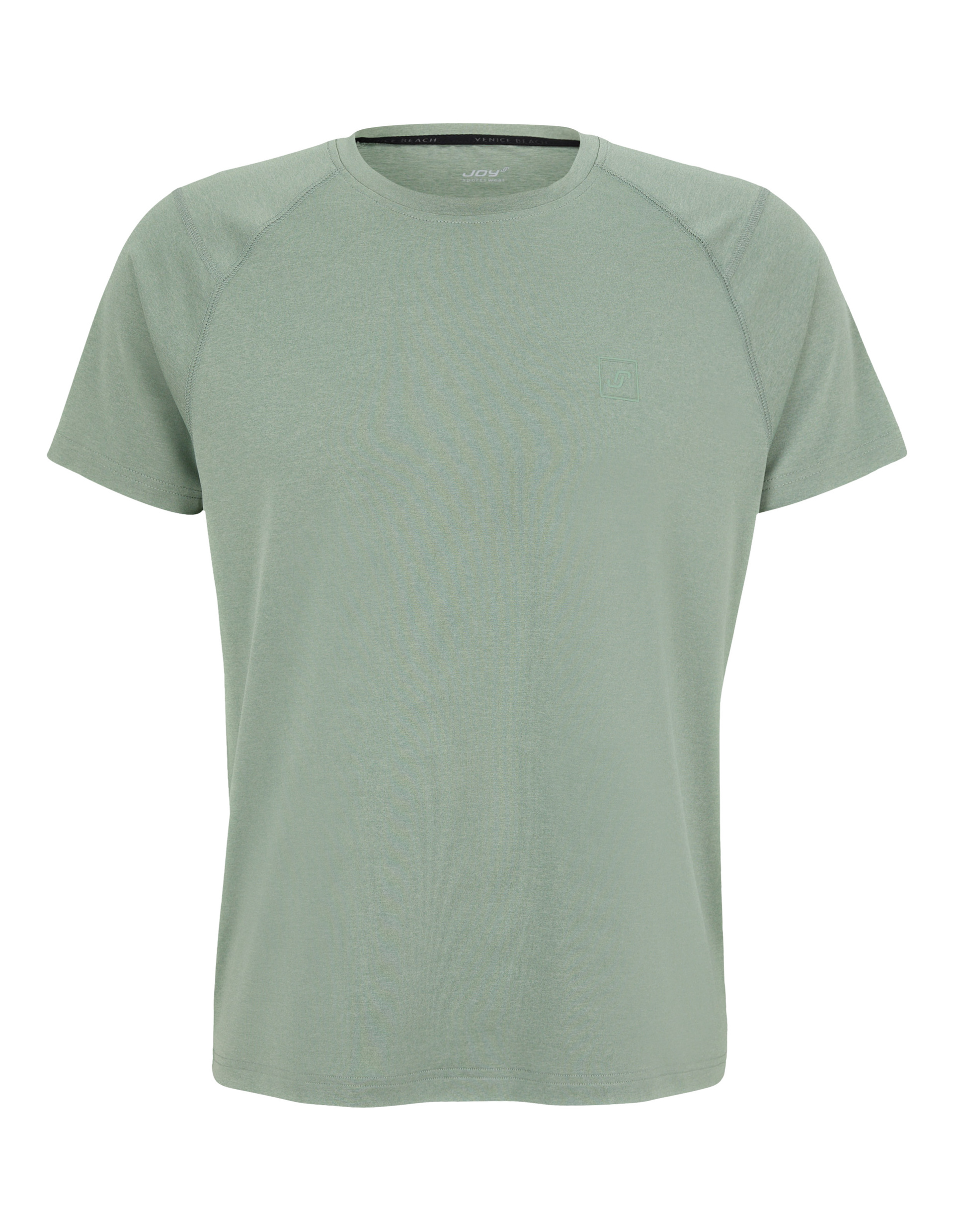 Hellgrünes T-Shirt mit kurzen Ärmeln und Rundhalsausschnitt, minimalistisches Design mit kaum wahrnehmbarem Logo auf der Brust.